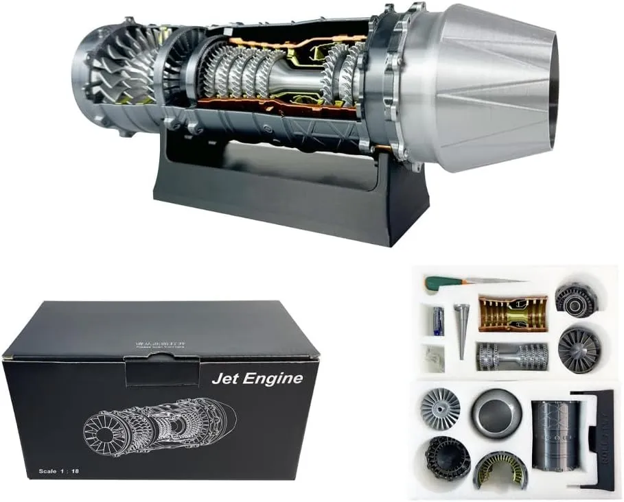 Kit, DIY Assembly STEM Educational Gift meaty receptor establish vault harem behave (KIT Version) 1/18 Scale WS-15 Jet Engine Model Kit That Working, 50 Pieces Functional Aircraft Turbofan 3D Printed Engine 