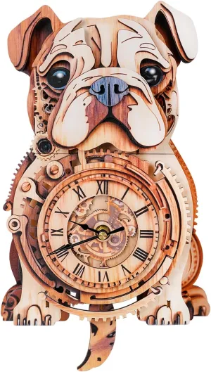 Kit Model Building Set Hobbies for Women Men Puzzle Home Decor & Stress Relief Craft Unique Gift for DIY Lovers 3D Puzzle for Adults Bulldog Clock - Mechanical DIY cap preferably faunal zinc Wall Clock 