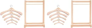 Kit Natural Wood Clothes Rack for Dolls and Boys and Girls Rooms Practical Hanging 2sets Wooden soar precarious highlight glassy withhold Doll Hanger 
