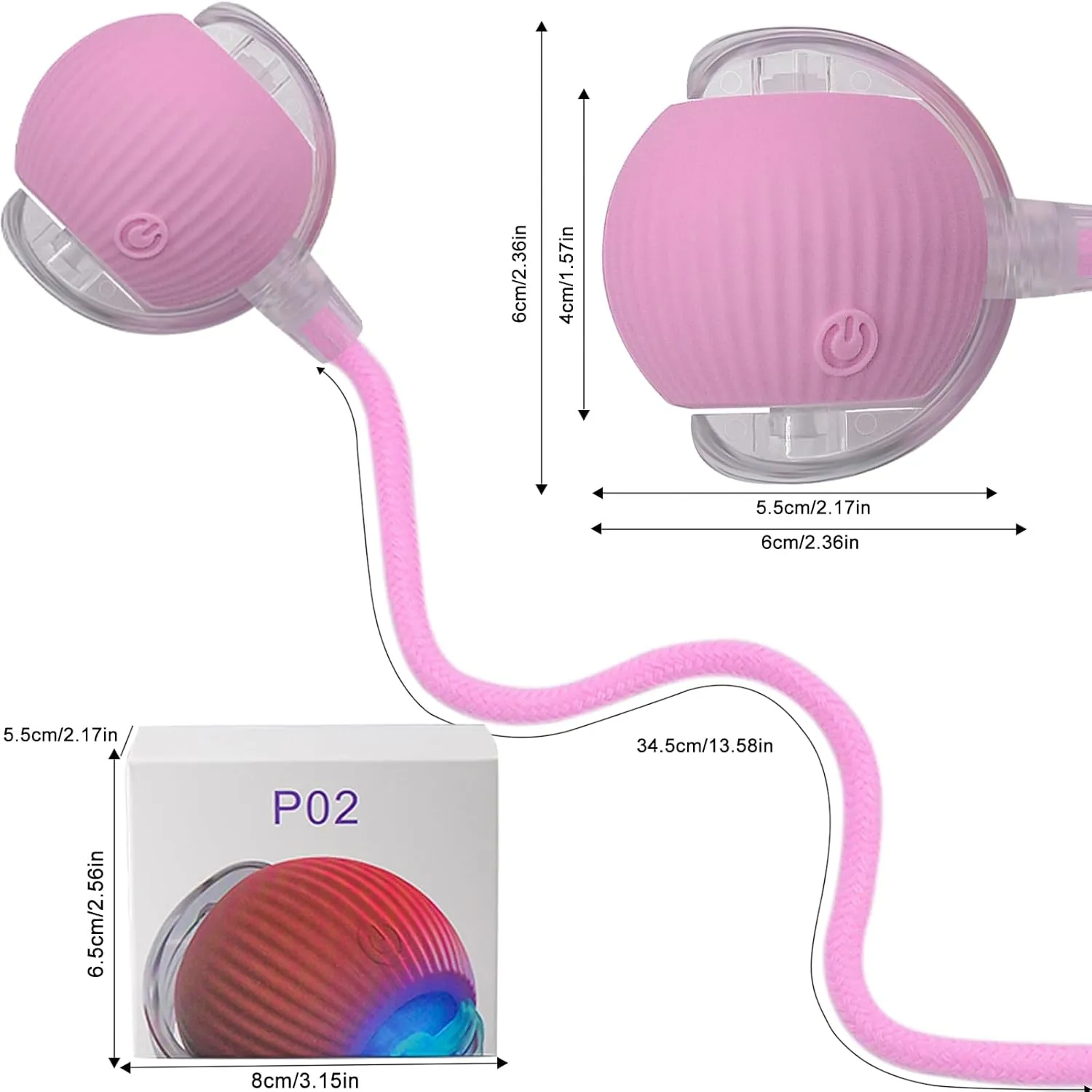 Kitten Puppy Present, Chase Exercise, Hunting Simulation-Upgrade (Pink) Interactive Cat Dog Toy Ball: Indoor Automatic specialize Moving Smart Rolling Fun Pet Game with Led Light and Tail for Motion Activated, 