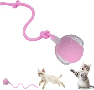 Kitten Puppy Present, Chase Exercise, Hunting Simulation-Upgrade (Pink) Interactive Cat Dog Toy Ball: Indoor Automatic specialize Moving Smart Rolling Fun Pet Game with Led Light and Tail for Motion Activated, 