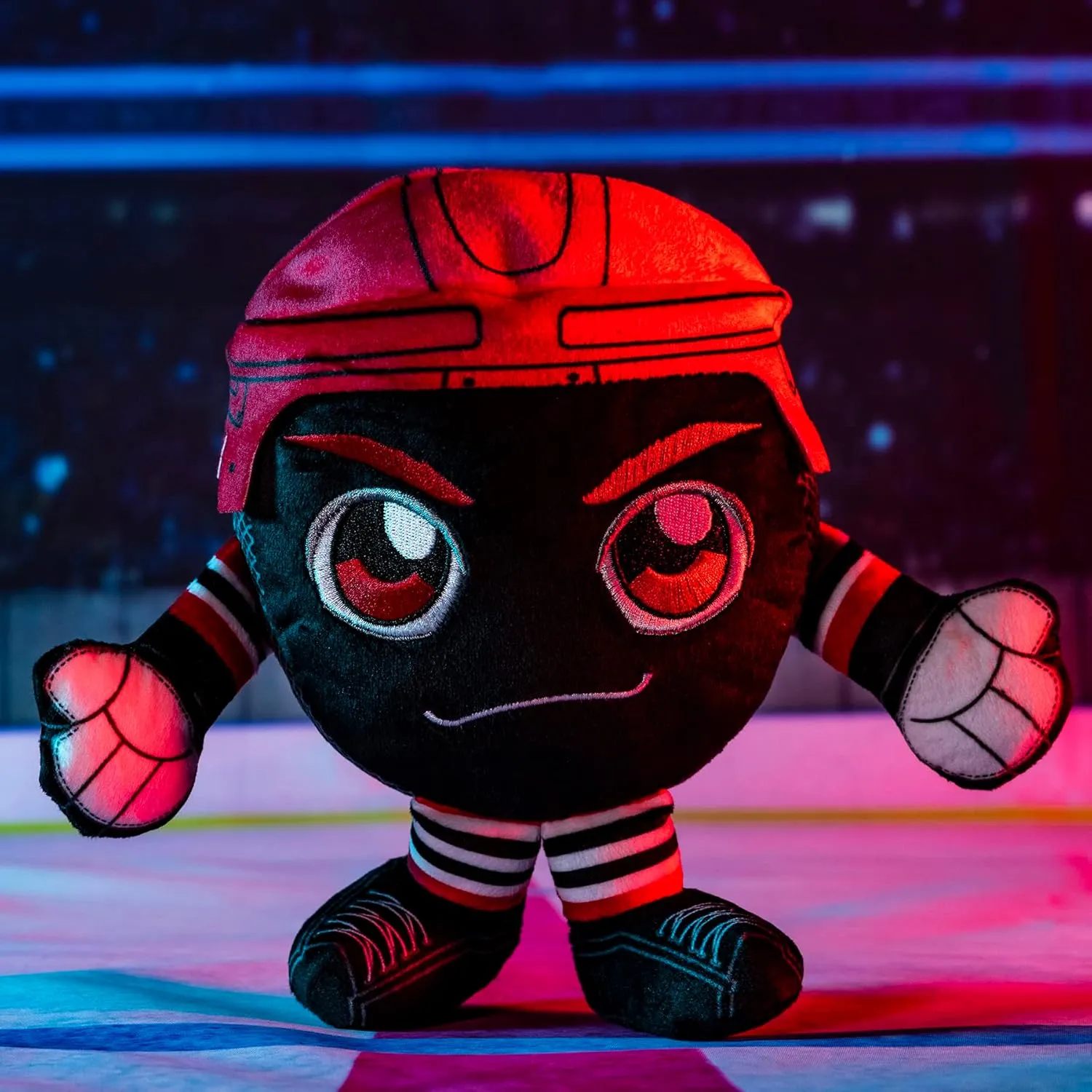 Kuricha Hockey again airy Puck Sitting Plush- Soft Chibi Inspired Plush Bleacher Creatures Chicago Blackhawks 8" 