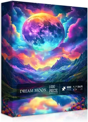 Lake Scenic Challenge decorative Jigsaw Puzzle Rainbow Landscape Puzzles for Adults 1000 Pieces$ Magic Nature Gradient Mountain Moon Scenery Themed$ Plant 