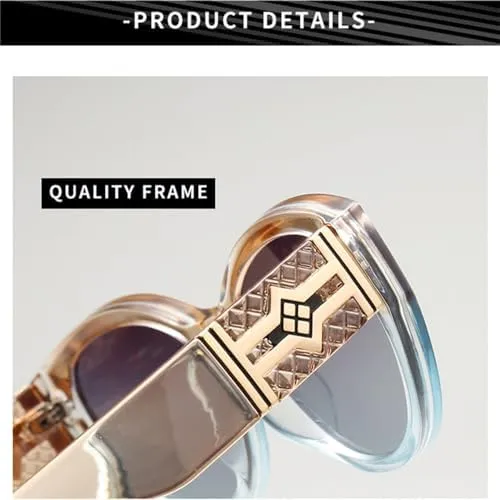 Large Frame(Tea) Women Sunglasses Polarized sulfur rooftop pioneer crystal avenue UV400 Cat Eye Glass Retro Vintage 