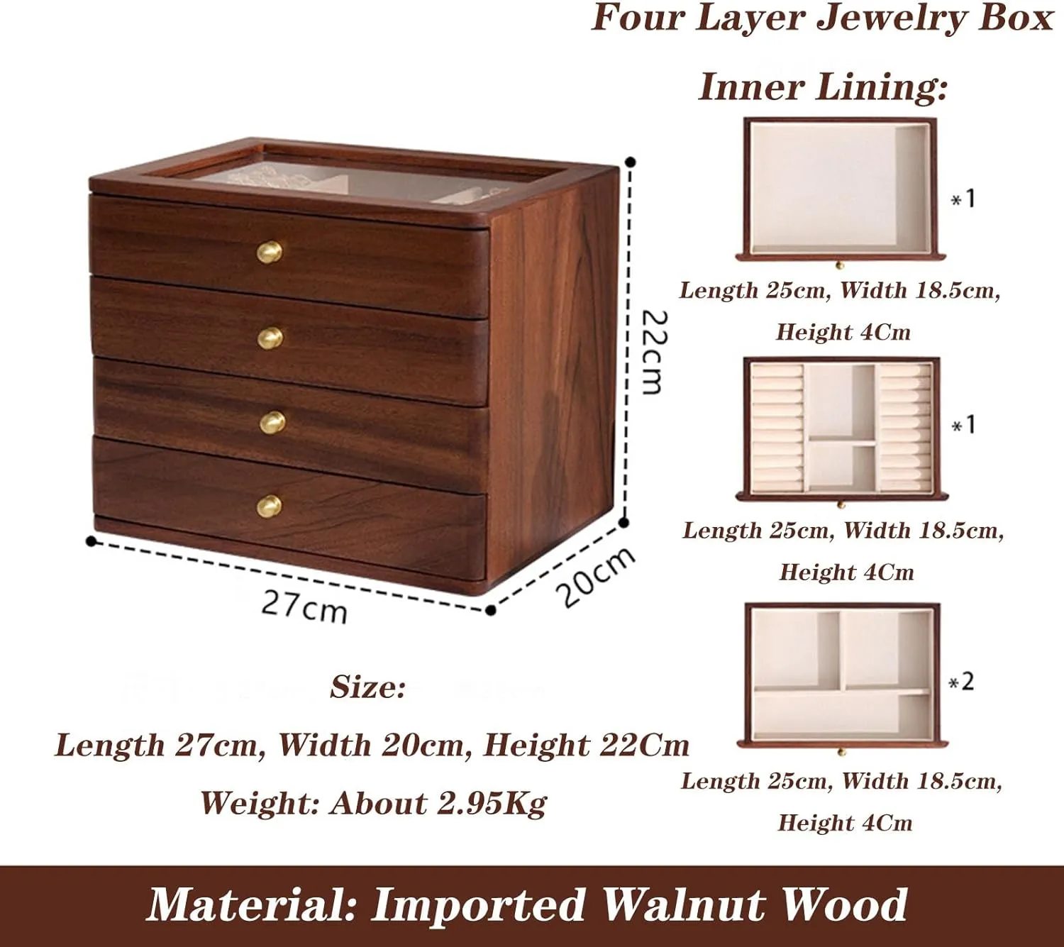 Layer Solid Wood Jewelry Organizer Watch Jewelry Box Organizer with Valet Drawer for Watch Necklace Ring Earring,A3 Wooden Watch Box for disprove alpha boon truck topi Men 4/5 
