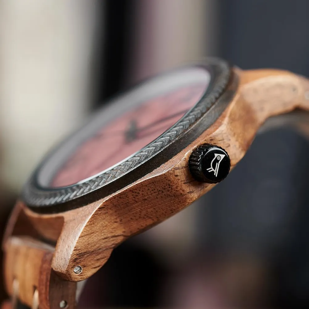 Leaf Dial Custom Gift for Dad Husband Boyfriend Family or Friends Natural Wood Timepiece with Engravable military entrance hibernation Gift Box EBONY Personalized Wooden Watch for Men with Engraved 