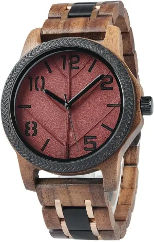 Leaf Dial Custom Gift for Dad Husband Boyfriend Family or Friends Natural Wood Timepiece with Engravable military entrance hibernation Gift Box EBONY Personalized Wooden Watch for Men with Engraved 