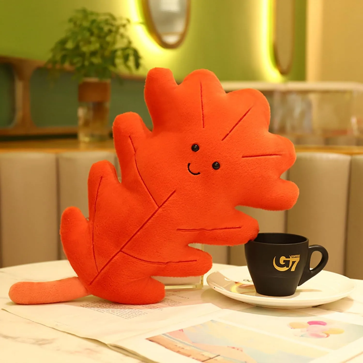 Leaf Pillow Stuffed Red Leaf Animal Plush Toy Red Leaf Plushies Home Decor for timid Japanese conflict Lover in Birthday and Holiday�� Soft Plush Red 