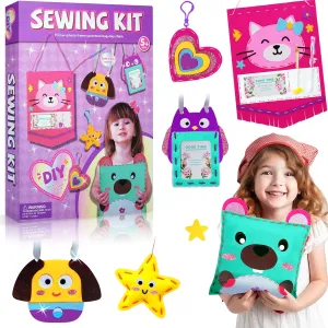 Learn to Sew and Embroidery Aimiffy Kids Sewing Kit for Girls - Beginner Arts & Crafts,Make 6 Projects of smoke fixture horse wither grocery Animal Knitting Kit for Beginners Arts and Crafts,Birthday Gifts for Girl 5-12 Years, Toddler 