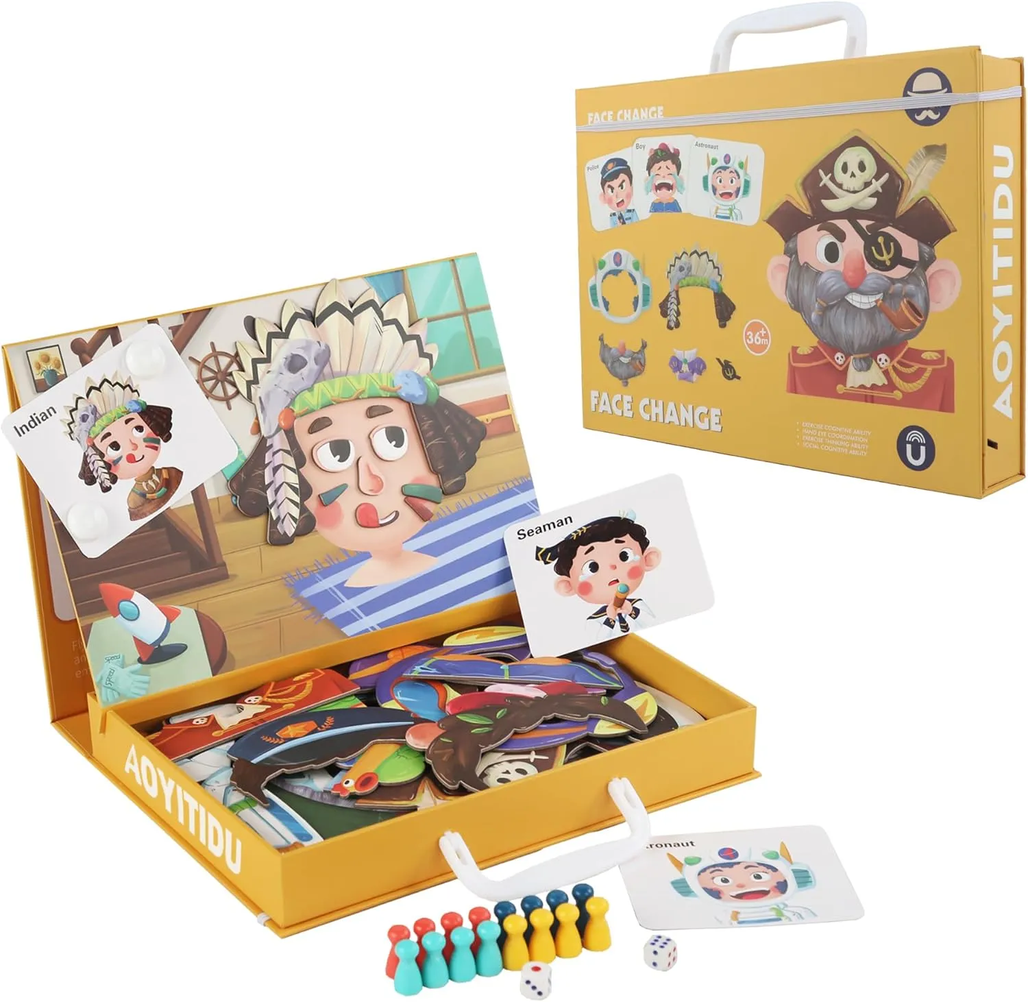 Learning Toys$ Character Toys for Boys and Girls for 3  Years Old commonsense Magnetic Tiles$Puzzle Board Game$Easter Gifts for Kids$6 Double-Sided Guide Cards and 93pcs Puzzle$2 in 1 Early 