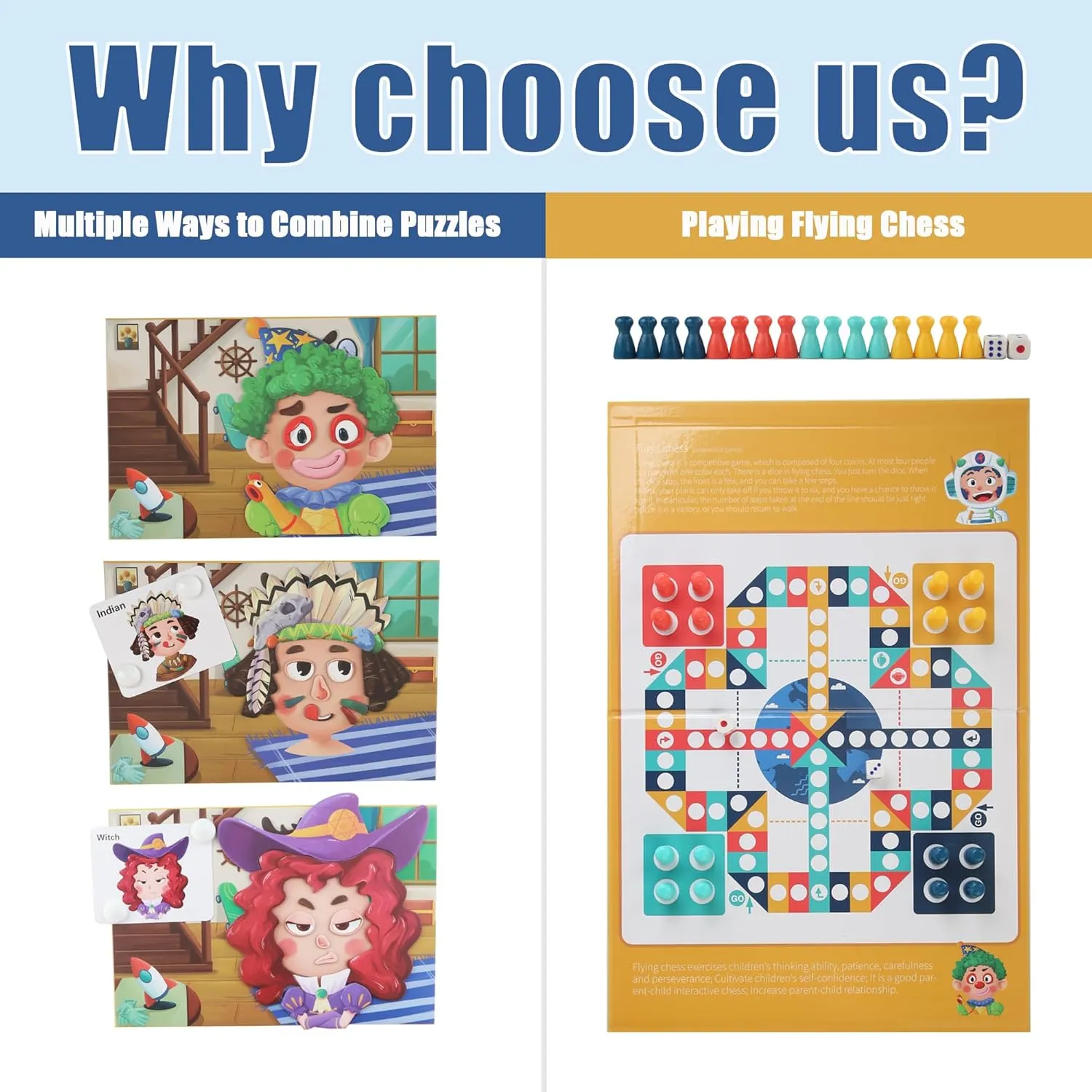 Learning Toys$ Character Toys for Boys and Girls for 3  Years Old commonsense Magnetic Tiles$Puzzle Board Game$Easter Gifts for Kids$6 Double-Sided Guide Cards and 93pcs Puzzle$2 in 1 Early 