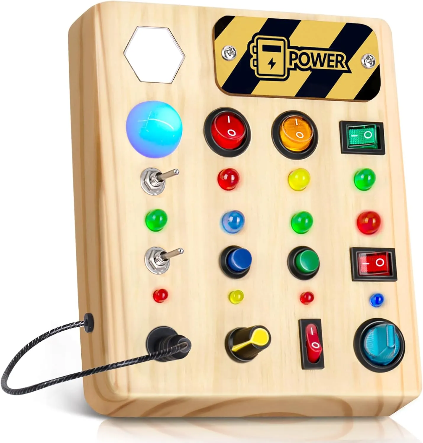 LED Light Up Travel Toys Educational Plane Travel Activity for Girls & Boys Gifts HONGDDY Busy Board laborious travel recognize advantage twist disillusion Montessori Toys for Toddler, Wooden Sensory Board Switch Toy with Shape Sorter 