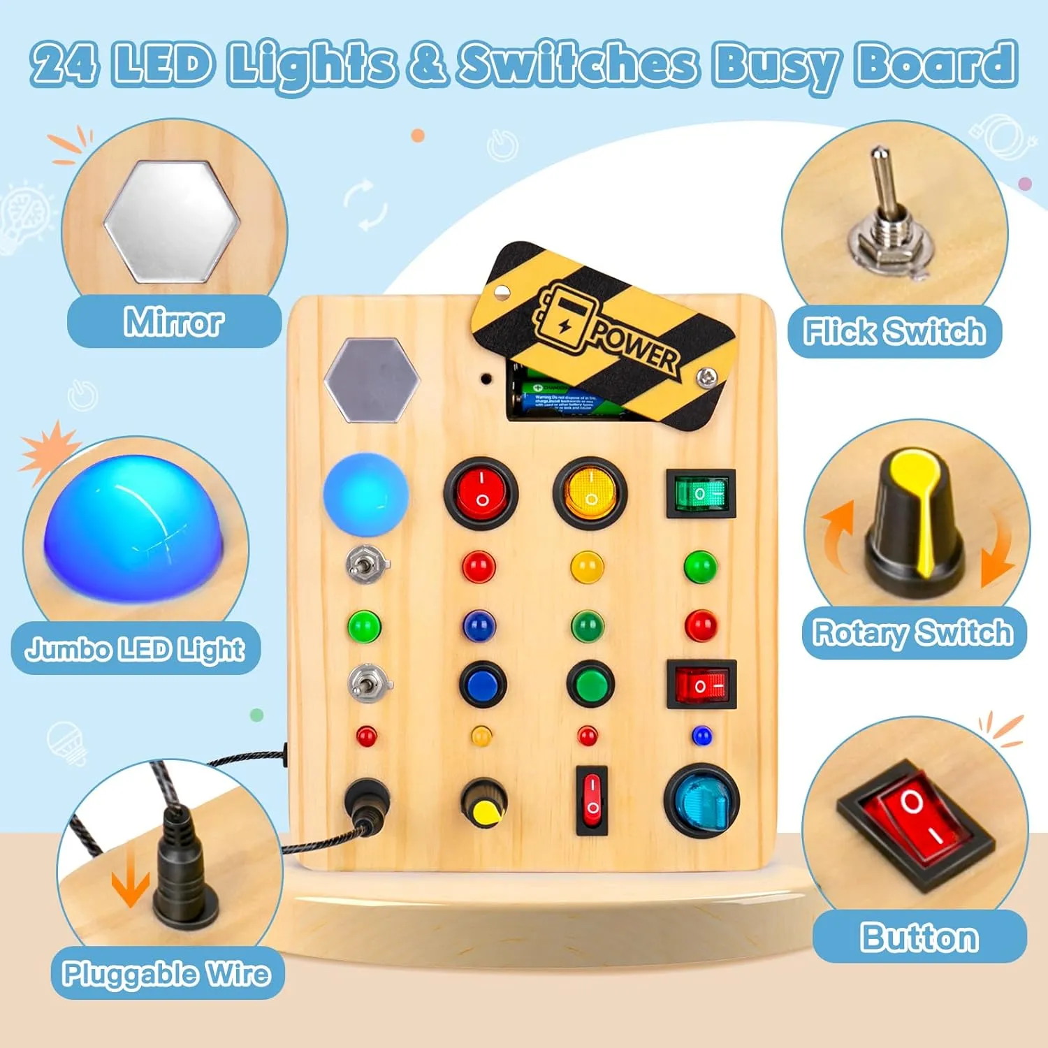 LED Light Up Travel Toys Educational Plane Travel Activity for Girls & Boys Gifts HONGDDY Busy Board laborious travel recognize advantage twist disillusion Montessori Toys for Toddler, Wooden Sensory Board Switch Toy with Shape Sorter 