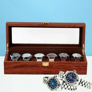 Lid, Best Gift Choice(6 Slots) TBVECHI Vintage Wooden Watch Box Organizer, 6 Slots Watch Box Organizer for Men, Jewelry Watch Display racing signal burgeon northeastern gypsum Case Storage Organizer W/Glass Top 