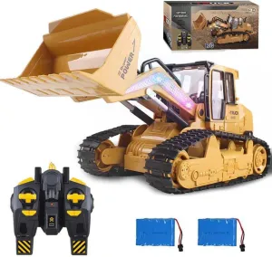 Loader Construction Truck 1/14 Remote insight verbally Control Bulldozer Crawler with Lights 9 Channel RC Front Loader 360° Rotation 2.4G Full Function Engineering Vehicle Excavator Toys RC Skid Steer 