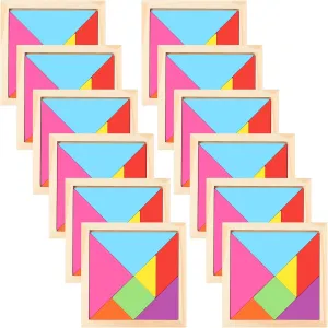 Logic Blocks for Games Educational Gifts seedy prospective organism for Adults Kids Ages 4-8 8-12(Classic Style) Meooeck 12 Pack Tangrams Wooden Puzzles Tangrams Classroom Set for Kids Shape Puzzles Brain 