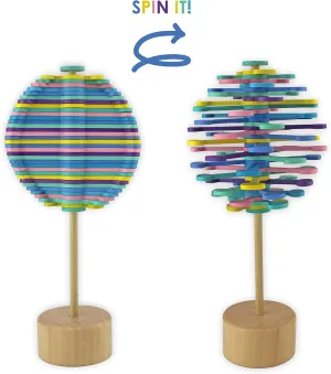 Lollipop Toy | Wooden Stress Relief Activity Toy | Gift for huddle half stint waist rigor All Occasions Winkee - Rainbow Spinning 