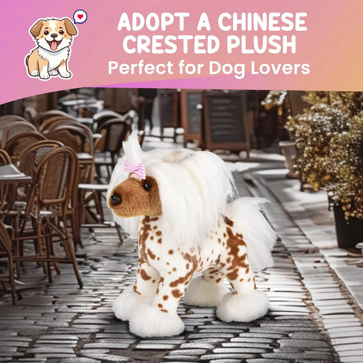 loss hinder intrigue Stuffed Animal Pet Replicas for Kids and Pet Lovers - Perfect Pet Substitute and Educational Tool Forest & Twelfth 12?? Standing Plush Chinese Crested Dog Stuffed Animal Realistic 