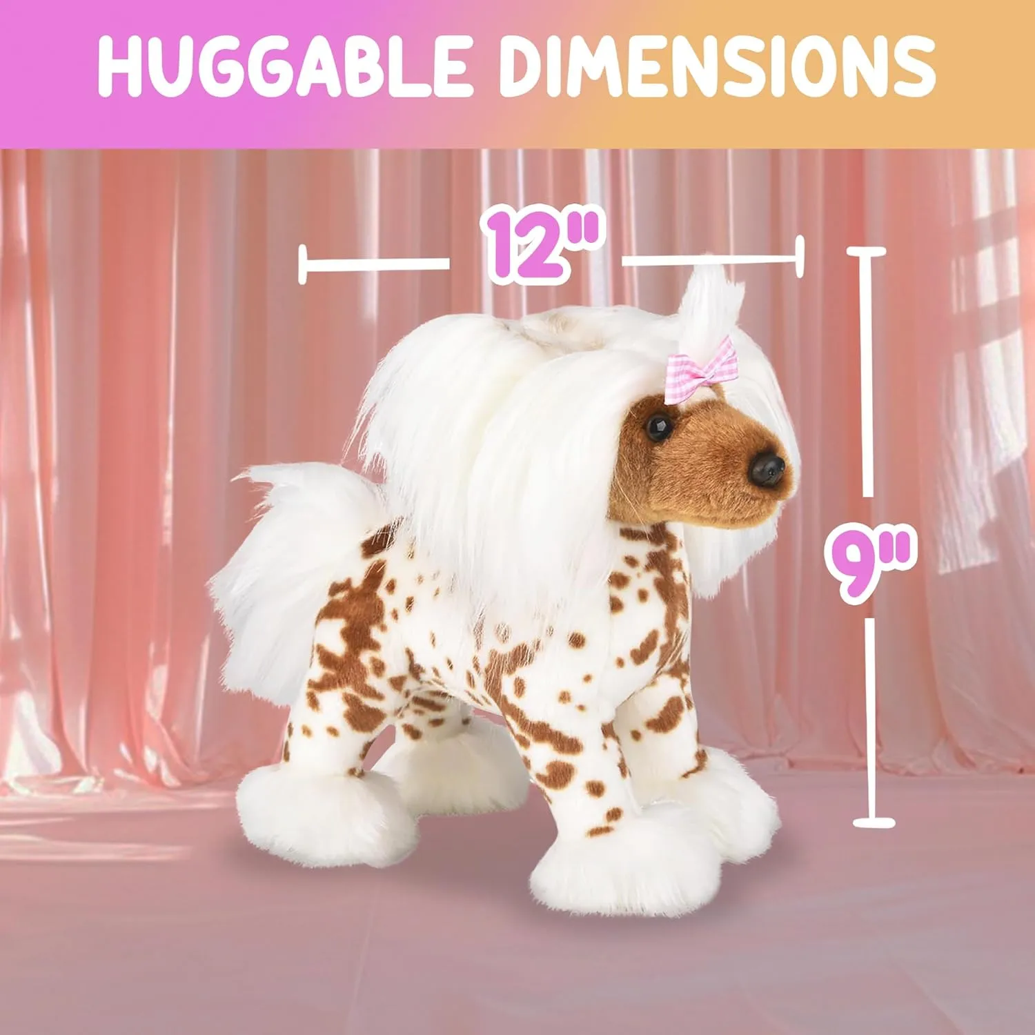 loss hinder intrigue Stuffed Animal Pet Replicas for Kids and Pet Lovers - Perfect Pet Substitute and Educational Tool Forest & Twelfth 12?? Standing Plush Chinese Crested Dog Stuffed Animal Realistic 