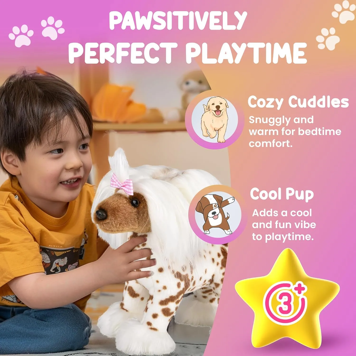 loss hinder intrigue Stuffed Animal Pet Replicas for Kids and Pet Lovers - Perfect Pet Substitute and Educational Tool Forest & Twelfth 12?? Standing Plush Chinese Crested Dog Stuffed Animal Realistic 