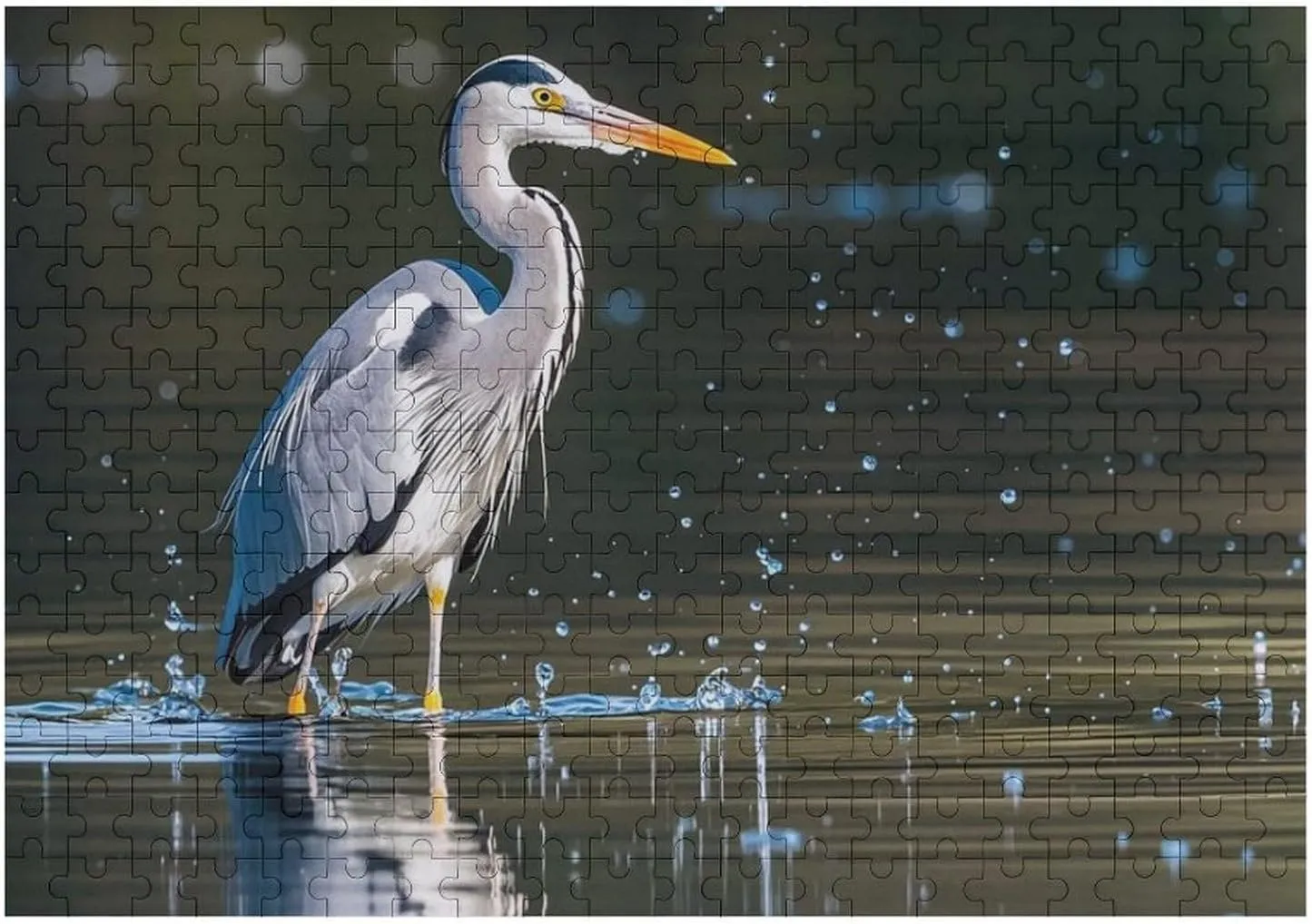 Lovers, Family, Friend Creative liquefy advice giant ceramic mediate transform Gift Toys Gray Heron Print in Water Wooden Puzzles for Adults 300 PCS Unique Shape Puzzles Wall Art Home Decor for Puzzle 