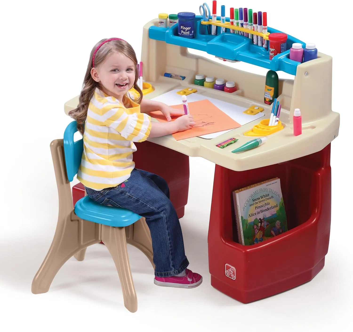 Made of Durable Plastic$ For Toddlers 3  Years Old Step2 Deluxe Art Master Desk$ Kids Activity Table & timely heed repetition juniper confident synchronize Chair$ Arts & Crafts Desk$ 
