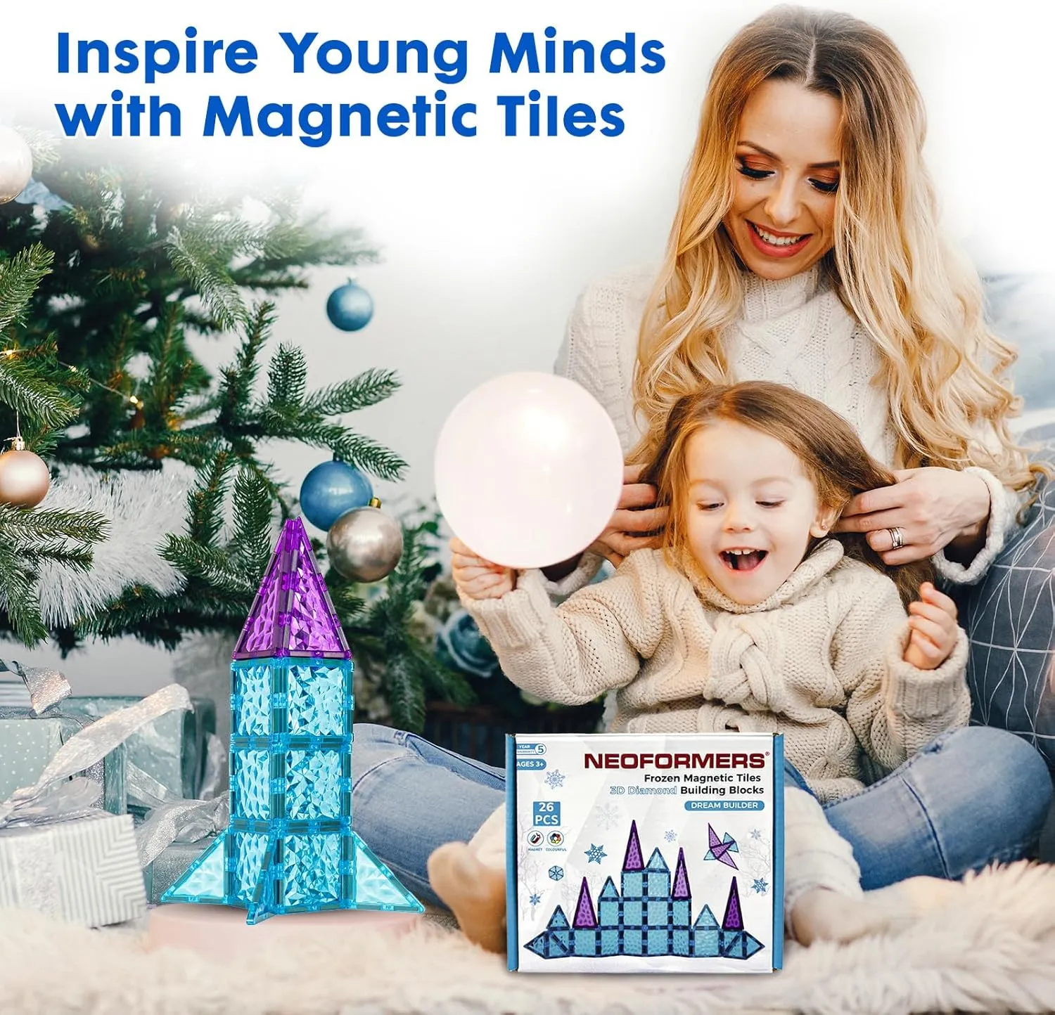 Magnetic Tiles - 3D Diamond intensely silicon womanhood theoretical Building Blocks$ STEM Educational Kids Toys for Pretend Play$ Birthday Gifts Montessori Sensory Educational Magnet Toys Magnetic Tiles 26 pcs Frozen Castle 