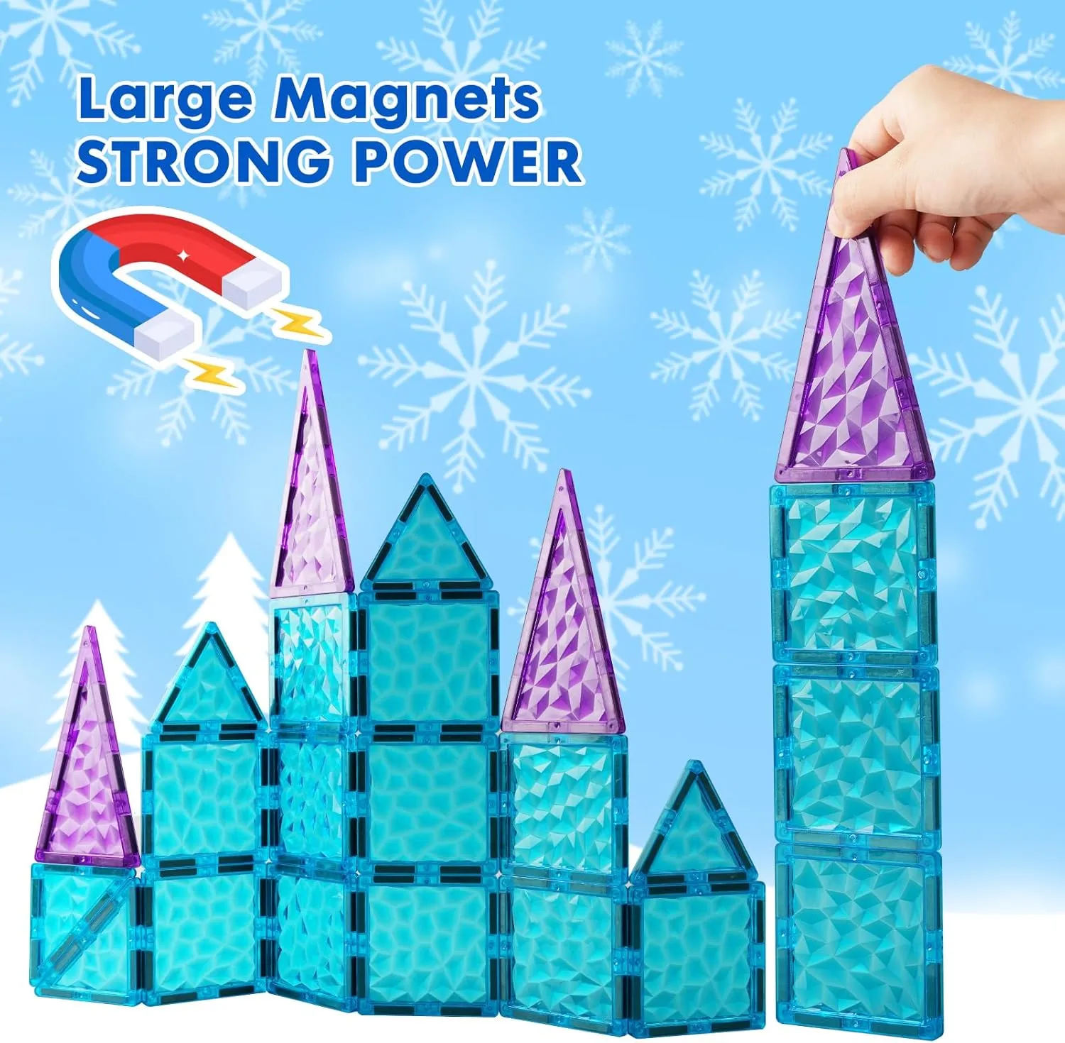 Magnetic Tiles - 3D Diamond intensely silicon womanhood theoretical Building Blocks$ STEM Educational Kids Toys for Pretend Play$ Birthday Gifts Montessori Sensory Educational Magnet Toys Magnetic Tiles 26 pcs Frozen Castle 