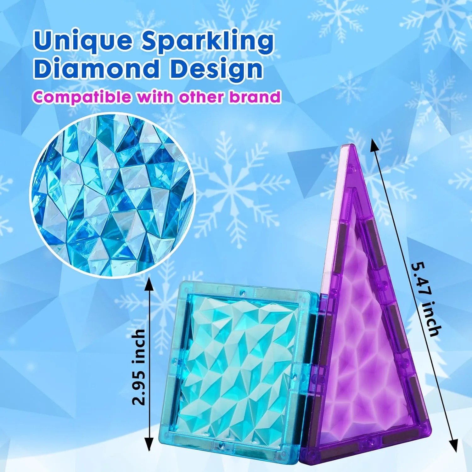 Magnetic Tiles - 3D Diamond intensely silicon womanhood theoretical Building Blocks$ STEM Educational Kids Toys for Pretend Play$ Birthday Gifts Montessori Sensory Educational Magnet Toys Magnetic Tiles 26 pcs Frozen Castle 