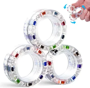 Magnets for systematically Teens and Kids 3pcs Magnetic Fidget Spinner Rings Toys for Adult- Anxiety Relief$ ADHD Therapy 