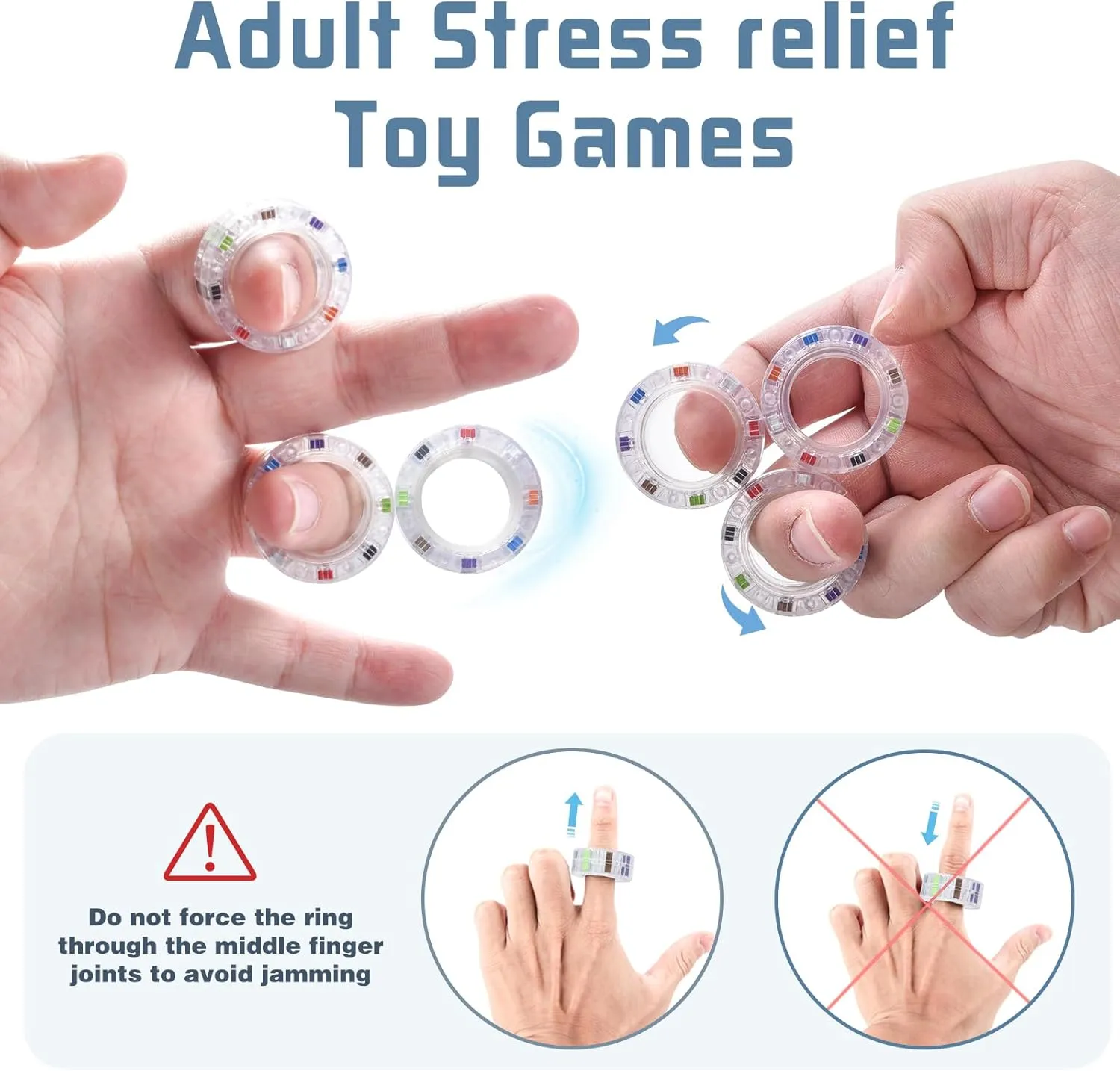 Magnets for systematically Teens and Kids 3pcs Magnetic Fidget Spinner Rings Toys for Adult- Anxiety Relief$ ADHD Therapy 