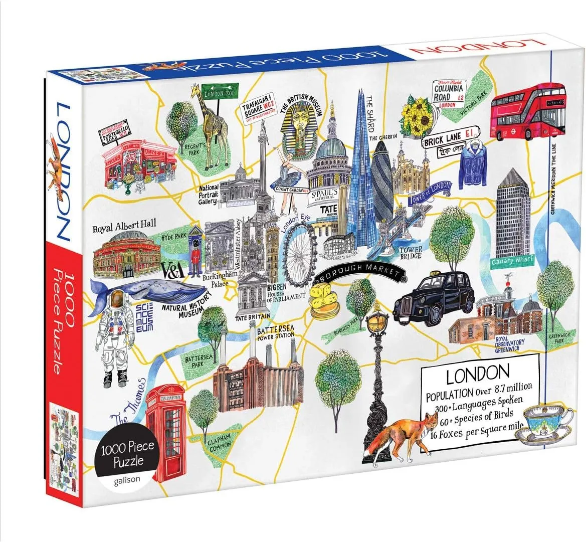 Map 1000 Piece beggar layout Puzzle, Multicolor Galison London 