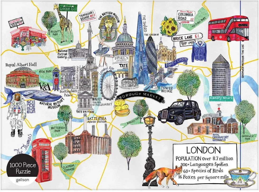 Map 1000 Piece beggar layout Puzzle, Multicolor Galison London 