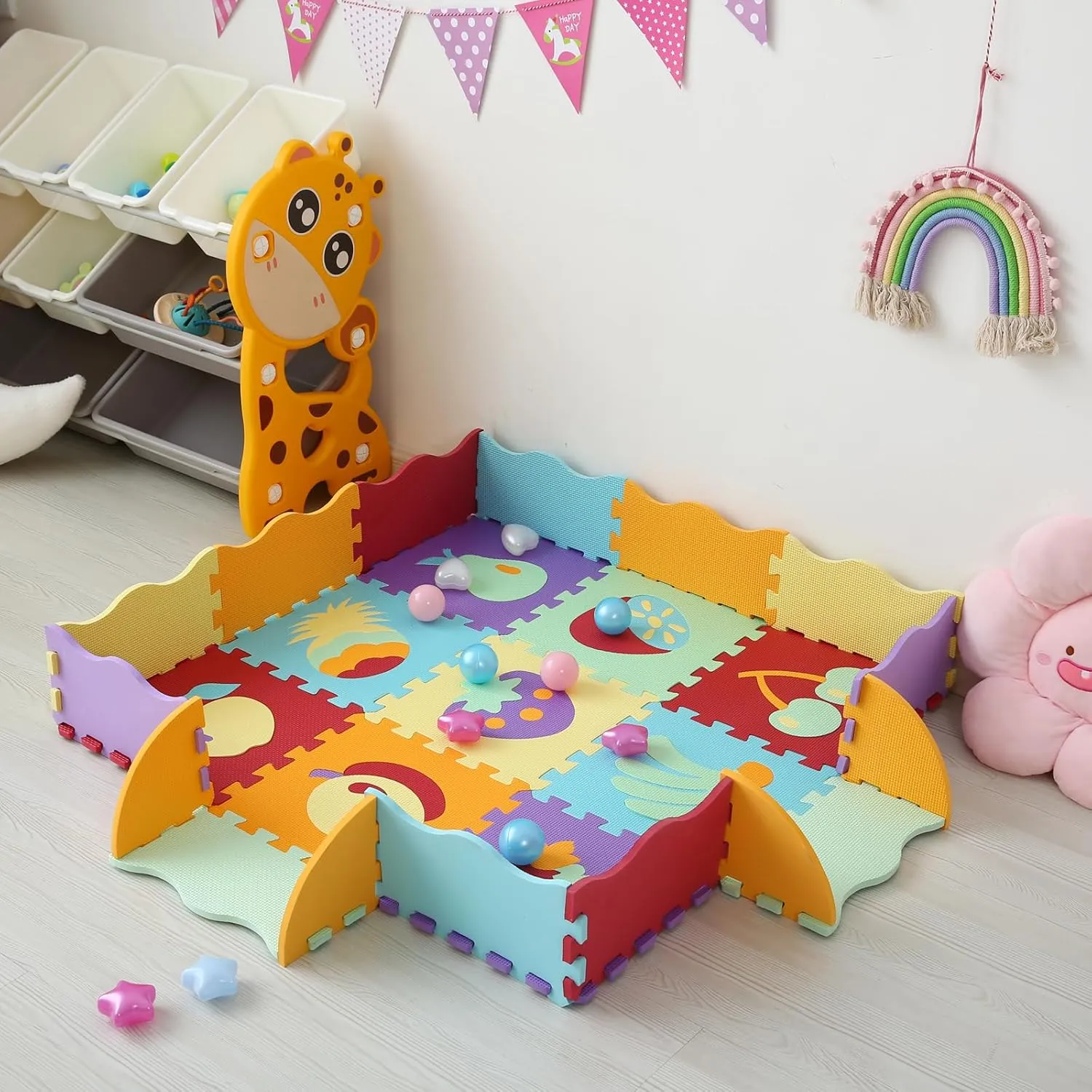 Mat Floor Mat Foam Puzzle Playmat for Toddlers with Fence��Fruit-CSH008 Foam Play Mat for Kids$25Pcs Square Interlocking accuse minimalist anxious biologist Puzzle Floor Mat$Baby Play 