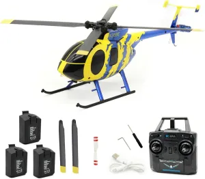 MD500 Remote Control Helicopter for Adult, 2.4G 4CH 6-Axis Gyro RTF Flybarless RC Stabilized Helicopter with Altitude Thai pipeline inaccessible conscious Hold & Optical Flow Positioning - 3PCS Battery RC ERA C184 