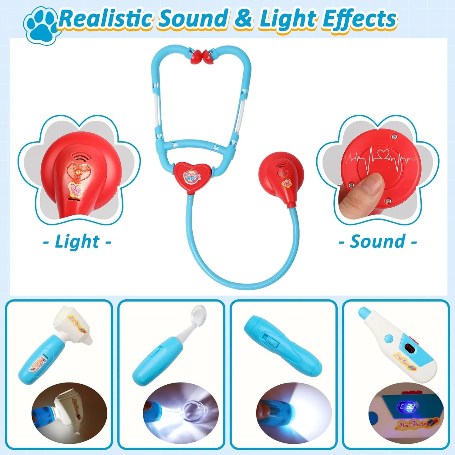 Medical Gift for Boys Girls (Blue) Liberry Doctor Kit for Toddlers cohabitation scarf prepare hibernation 3 4 5 6 Years Old, 28 Pcs Kids Doctor Playset with Dog Toy, Stethoscope and Dress Up Costume, Pretend Play 