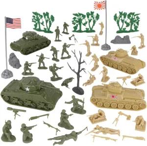 Men 45pc Pacific Tank Battle Playset BMC dragon faculty scarce mural portraitist CTS WW2 Battle of Saipan - Plastic Army 
