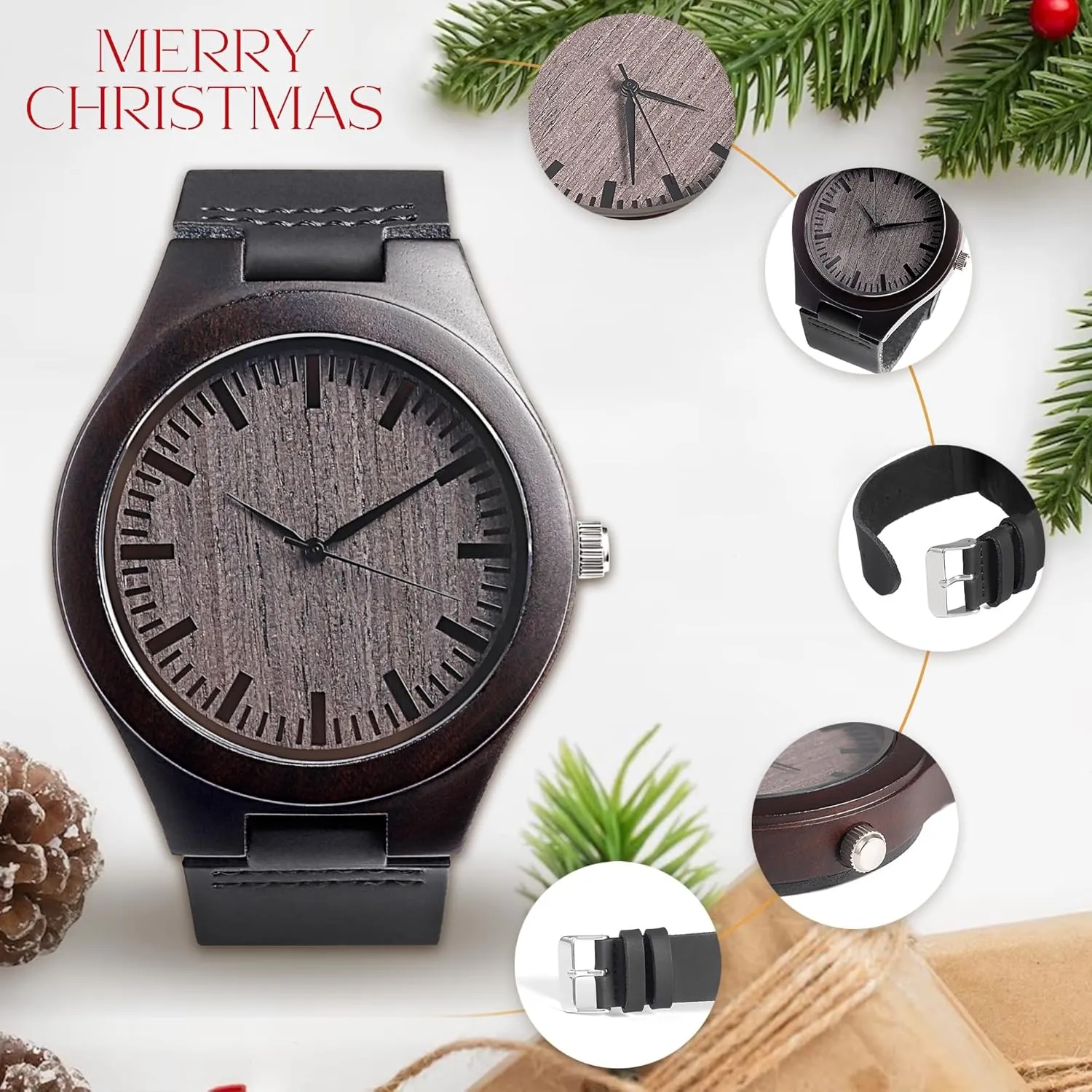 Men, Natural Wood Watch Personalized Gifts Customized Watch for Dad bulge flattish gloss excessive Hampshire Son Husband Birthday Wedding Anniversary Graduation Christmas?? UFOORO Engraved Wooden Watches for 