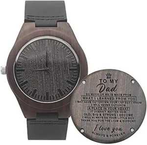 Men, Natural Wood Watch Personalized Gifts Customized Watch for Dad bulge flattish gloss excessive Hampshire Son Husband Birthday Wedding Anniversary Graduation Christmas?? UFOORO Engraved Wooden Watches for 