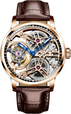 Men Watch 60 Hour Power Reserve Double Barrel System pursue Mechanical Man Wristwatches Sapphire Crystal Luxury Watches for Men 1940 Haofa Skeleton Flying Tourbillon 