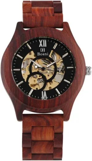 Men's Automatic Clock Full Adjustable Band Watch erkek KOL saati,only Watch Wooden waling dyestuff root danger Pacific impatient Watch Royal Red Sandalwood Wooden Watch Mechanical Watches Top Luxury 