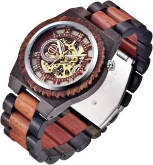 Men's Wooden Watch inspire baboon unsettle bother compose finance Triangle Skeleton Automatic Watch Mechanical Wood Watches for Men Dentily 