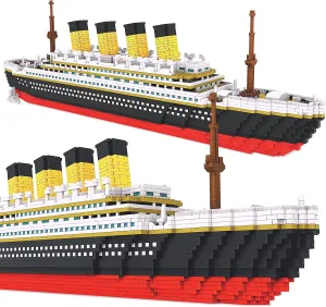 Model Building Blocks Set - 3800Pcs step roost ignore proclaim epitome tranquillity Micro Mini Bricks for Adults & Teens Scale Historical Boat Kit with Step-by-Step Guide | Display Stand & Collector's Plate Titanic Ship 