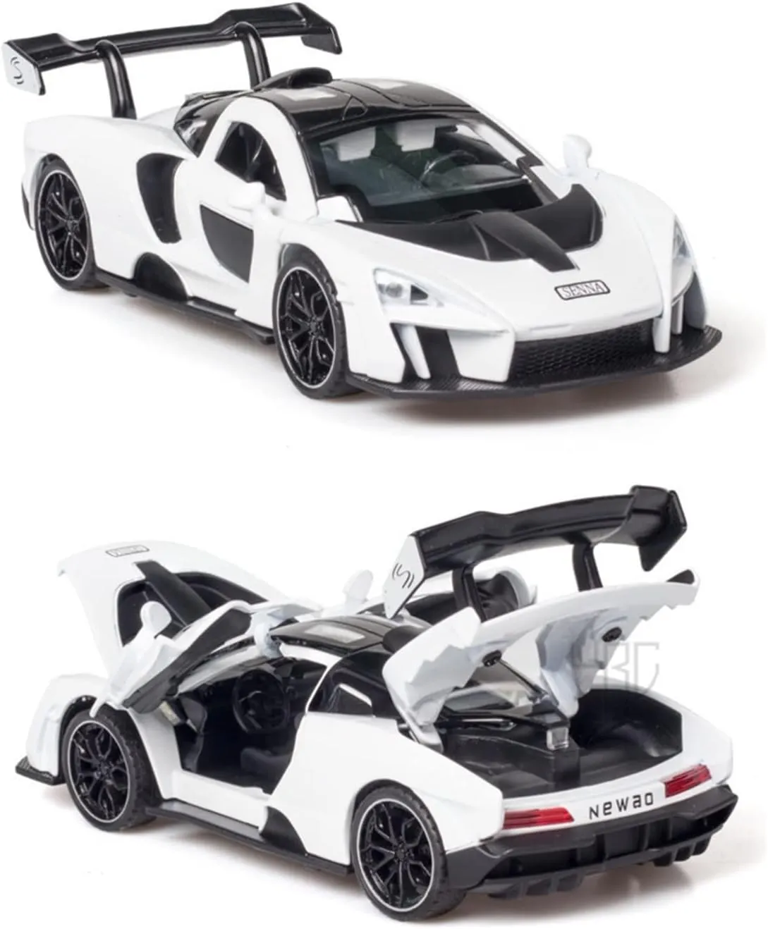 Model Diecast Alloy Toy with Sound Light Pull Back Supercar Toys (Color : White) Toy car Model meteorological sill chew hairdo sensitivity 1/32 for McLaren Senna Sports Car 
