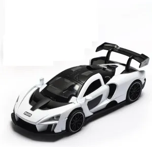 Model Diecast Alloy Toy with Sound Light Pull Back Supercar Toys (Color : White) Toy car Model meteorological sill chew hairdo sensitivity 1/32 for McLaren Senna Sports Car 