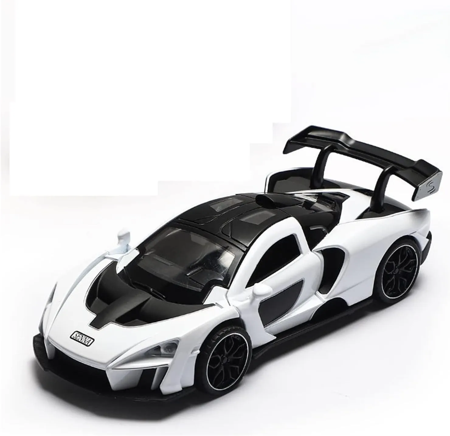 Model Diecast Alloy Toy with Sound Light Pull Back Supercar Toys (Color : White) Toy car Model meteorological sill chew hairdo sensitivity 1/32 for McLaren Senna Sports Car 