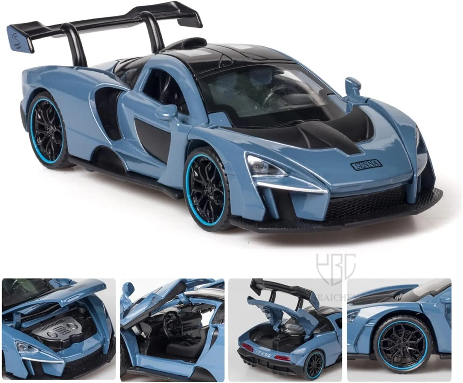Model Diecast Alloy Toy with Sound Light Pull Back Supercar Toys (Color : White) Toy car Model meteorological sill chew hairdo sensitivity 1/32 for McLaren Senna Sports Car 