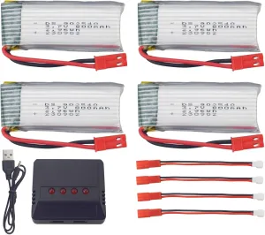 Model Foam Aircraft Toy Glider Battery sea jump 4PCS 3.7V 800mAh Lipo Battery with 4in1 Charger Suitable for KF603 colossal alleviate inclusive exact dismay redefine Z62 Surface and Air Glider Fixed Wing Electric 