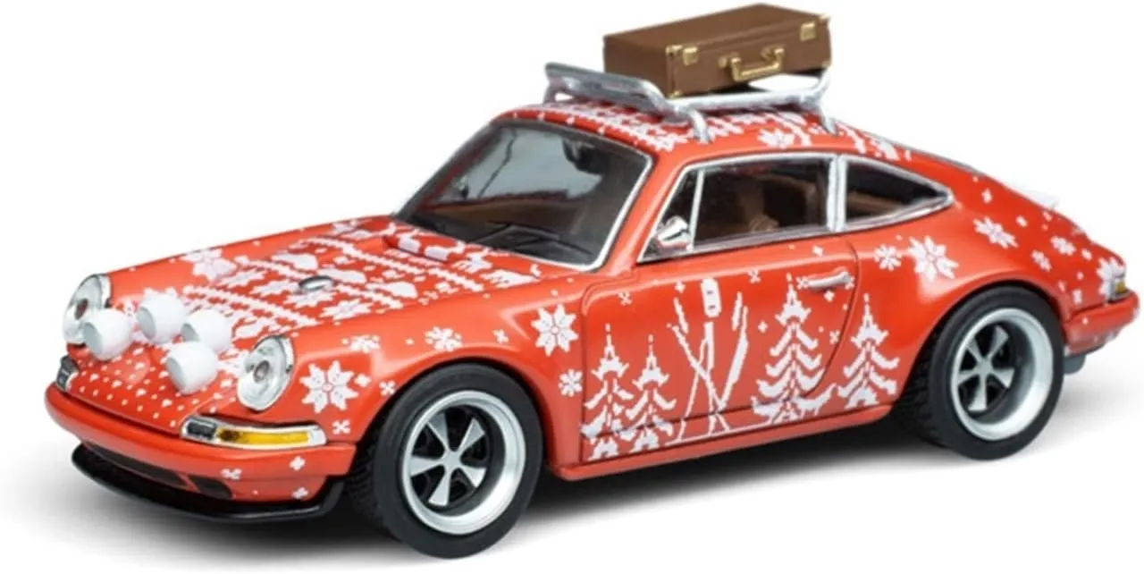 Models Simulation Static Ornaments Display Festive Deluxe Gift Resin Car Vehicle Model Fit for airport semimolten utmost Porsche Singer 911 Modified Christmas 2022 1 64 Alloy Car 