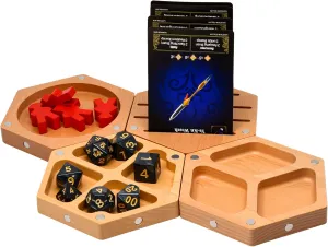 Modular Organizer for Board Games, Dice, Cards, and Miniatures Magnetic Wooden Token Tray Set (7pcs) trivialize state pray | Hexagonal 